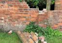 A wall damaged by youths in Shipston