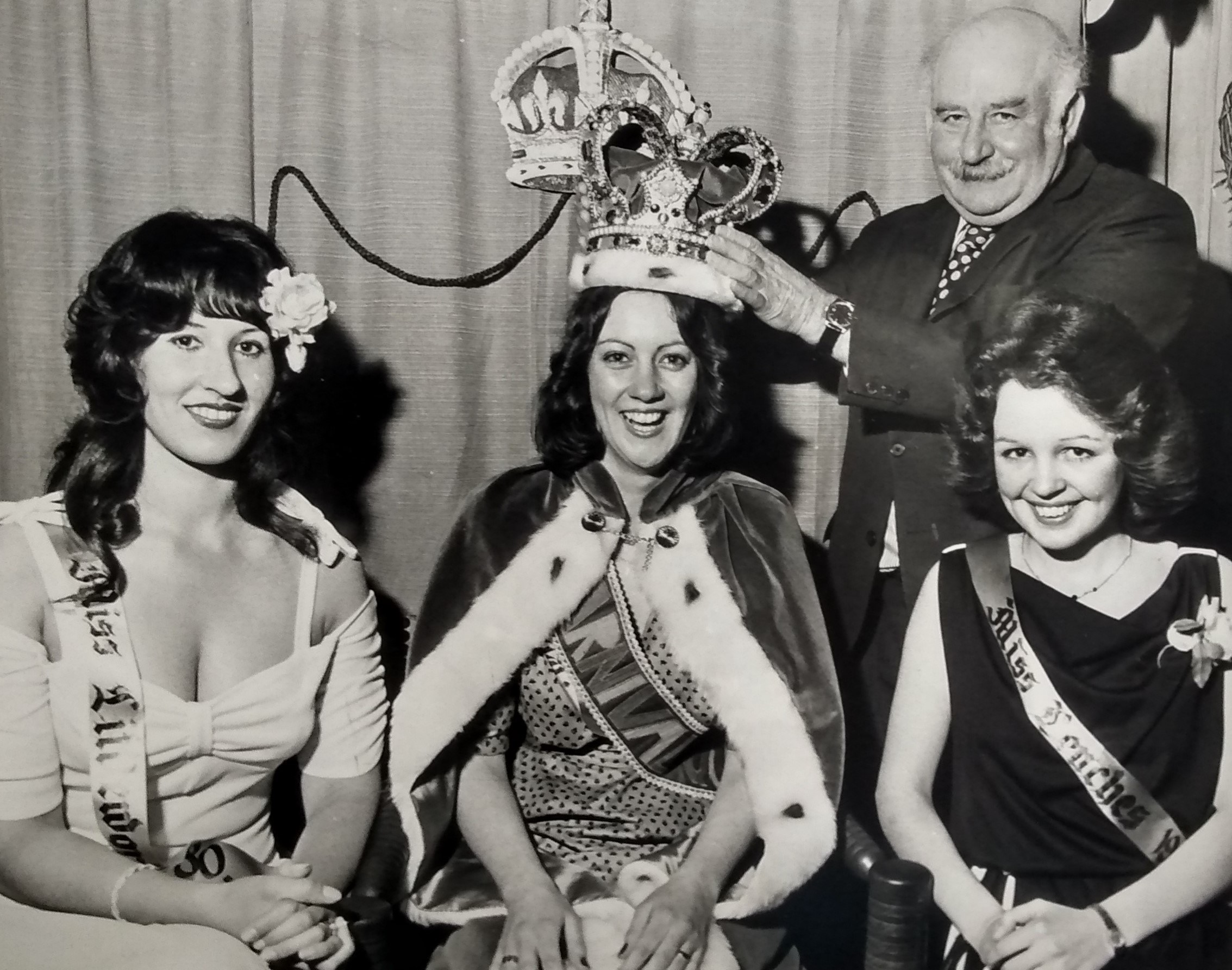 April 1980 and Jean Hadley is crowned Pershore’s Carnival Queen with attendants Naomi Bloodworth, left, and Debbie Tipper