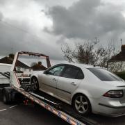 The uninsured and untaxed vehicle seized by police in Broadway