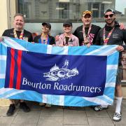 L to R: Bourton Roadrunners' Barry O’Leary, Basia Legierska, Rebecca Townsend, Alex Pye, and a friend of the club Martin Turner