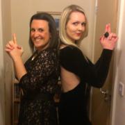 LOOKING NOTHING LIKE DANIEL CRAIG: Liz (left) and Sarah glam-up for the Skyfall premier