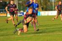 Fly-half Tom Williams crosses the line for Evesham at Silhillians. Picture: ROLAND BAILEY