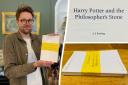 SWNS reporter with early proof copy of first Harry potter book which was found at a school in Witney and could now sell for £20,000 at auction