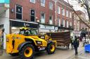 READY: A JCB brings the kit ready for the Victorian Christmas Fayre 2023
