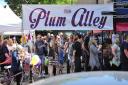 Crowds of people enjoying Pershore Plum Festival in pre-pandemic days