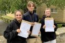 Chipping Campden students delighted with their GCSE results. L to R: Izzy Cooper, Isaac Welford and Mery Sutherland