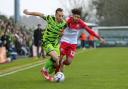 Forest Green Rovers Kane Wilson(2) runs forward during the EFL Sky Bet League 2 match between Forest Green Rovers and Stevenage at the The Fully Charged New Lawn, Forest Green, United Kingdom on 1 January 2022..