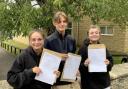 Chipping Campden students delighted with their GCSE results. L to R: Izzy Cooper, Isaac Welford and Mery Sutherland