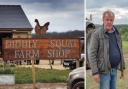 Diddly Squat Farm Shop when it opened and, right, Jeremy Clarkson