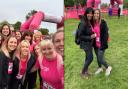 Kate and friends at Blenheim's Pink Ribbon Walk, left, and with friend TV presenter Ranvir Singh