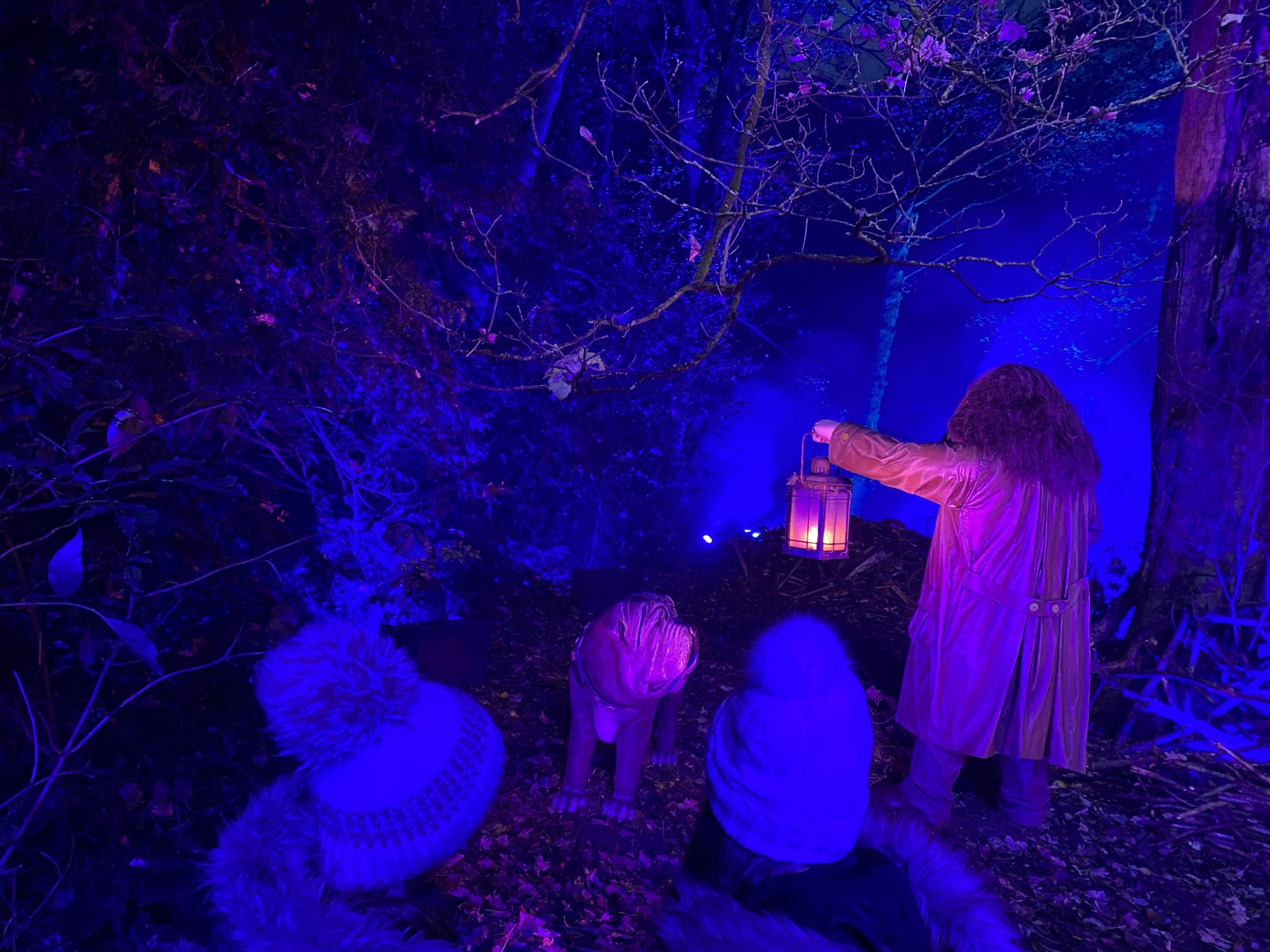 HEEEEERE’S HAGRID! Evelyn and Isla Jones come upon a familiar figure in the Forbidden Forest