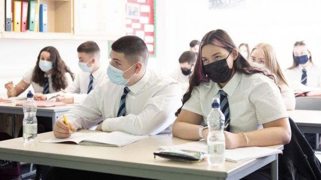 COVID: School pupils wearing facemasks. Pic. PA