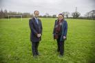 Cllr Rachael Hunt, Cabinet Member for Communities and Local Place, and Thornbury and Yate MP Luke Hall at Rangeworthy Playing Field which is set to receive funding through this latest investment