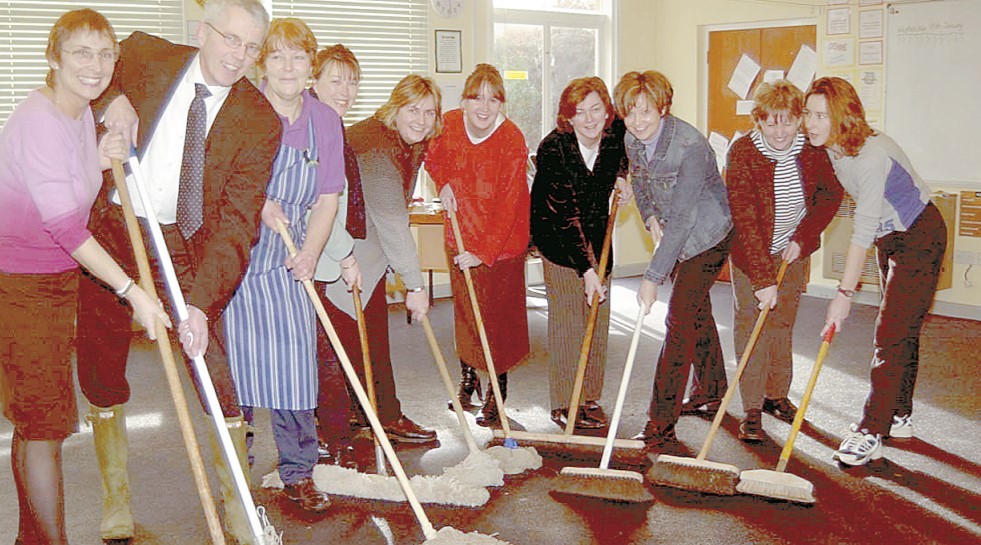 January 2003 saw staff at St James Primary School in Chipping Campden start a mopping-up operation after a flood left classrooms under several inches of water