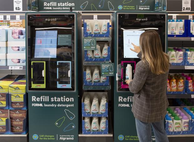 Cotswold Journal: Lidl is trialling UK’s first supermarket ‘smart’ laundry detergent refill station. Picture: Lidl