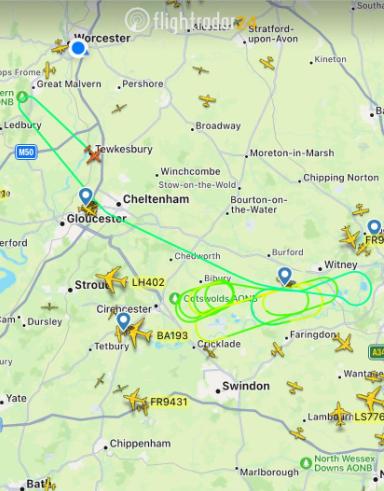 Cotswold Journal: PATH: The aircraft's path as seen on flightradar