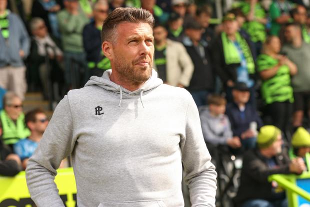 Forest Green Rovers head coach, Rob Edwards during the EFL Sky Bet League 2 match between Forest Green Rovers and Harrogate Town at the The Fully Charged New Lawn, Forest Green, United Kingdom on 30 April 2022..