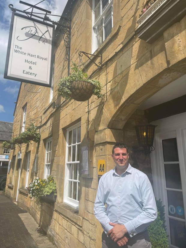 Cotswold Journal: James Brown outside The White Hart Royal in Moreton