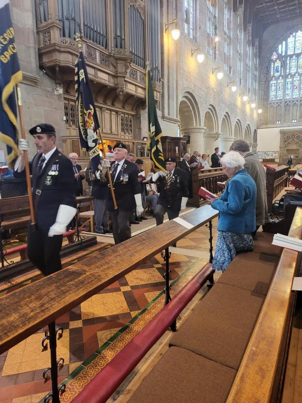 Cotswold Journal: ENTRANCE: The flag bearers entering Malvern Priory