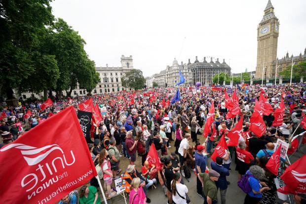 Cotswold Journal: Unison members and members of the public take part in a TUC national demonstration in central London to demand action on the cost of living, a new deal for working people and a pay rise for all workers (PA Wire)