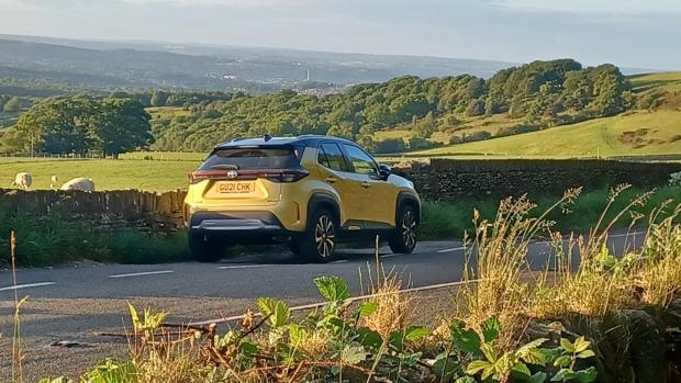 Cotswold Journal: The Yaris Cross is pictured near Meltham in West Yorkshire (left) and near Hope in Derbyshire (top left)