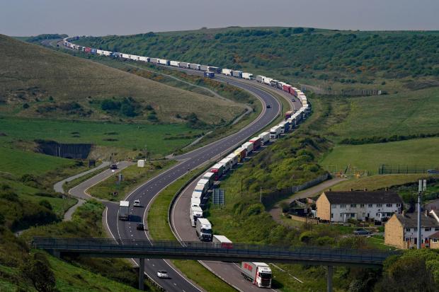 Freight lorries queuing for Dover along the A20 in April PIC: Gareth Fuller/PA Wire
