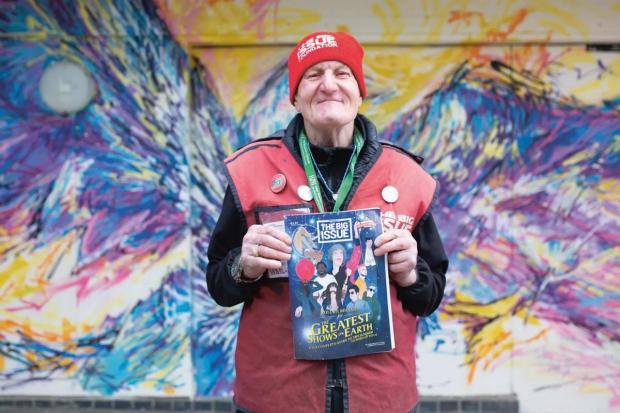 The funeral of much loved Big Issue seller Lionel Hegarty took place today. Picture: The Big Issue