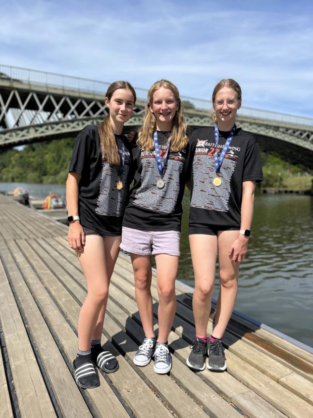 Cotswold Journal: L-R: Harriet Bray, Olivia Hodgson, Gracie Janes at the British Rowing Junior Championships