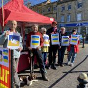 Chipping Norton Labour Party members gathered in the town centre to show their support for Ukraine