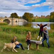 Family playing at Blenheim Palace