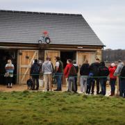 Queues at Diddly Squat farm shop the day after it reopened after its winter closure