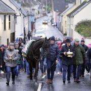 Cheltenham Gold Cup winner Galopin Des Champs was paraded through the streets of Leighlinbridge on Tuesday
