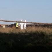 Emergency services at the aircraft crash scene