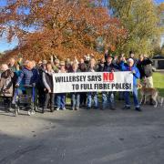 PROTEST: The protest against the broadband poles being installed in Willersey shows now signs of dying down