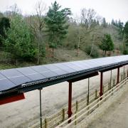 The y-shaped solar panel canopy has been installed in one of Batsford Arboretum's car parks