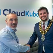 CloudKubed founder and CEO, Martin Sharkey, with mayor of Witney Owen Collins
