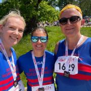 L to R: Imogen Cox, Lisa Braid and Giles Canning completed the Blenheim Palace seven kilometre race together