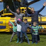 Adam Henson, right, with Martin Parkinson and children Rory Dixon, Robert Chilvers, Evie Dixon and Oliver Chilvers