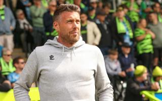 Forest Green Rovers head coach, Rob Edwards during the EFL Sky Bet League 2 match between Forest Green Rovers and Harrogate Town at the The Fully Charged New Lawn, Forest Green, United Kingdom on 30 April 2022..