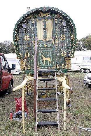 A romany caravan at Stow Horse Fair.